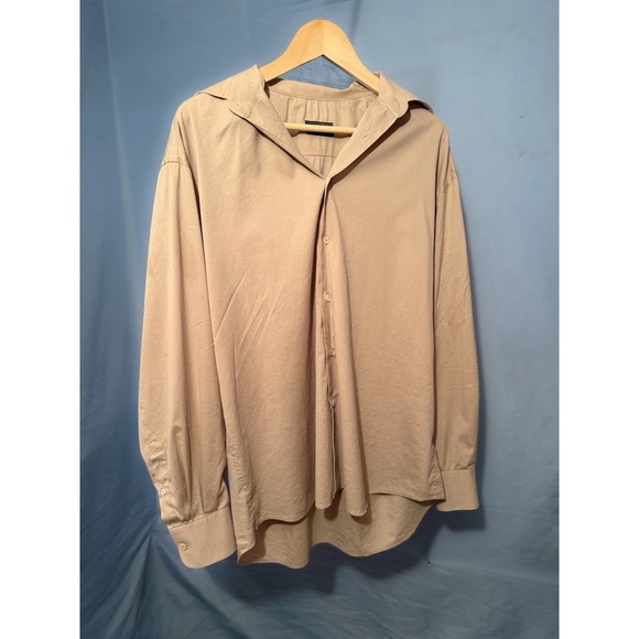 Vintage PRADA Made Italy Beige Stretch, Collar Lng Sleeve Dress Shirt 39"15-1/2" - Picture 3 of 16